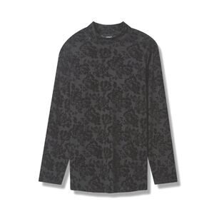 Torrid Size 2 NWOT Black Flocked Floral Mesh Mock Neck Sheer Long Sleeve Top